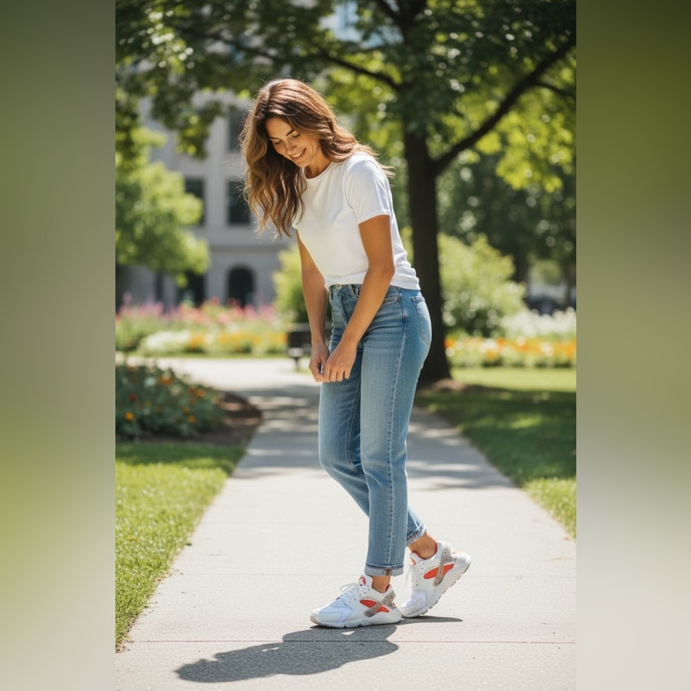 Nike Air Huarache Crater Premium White Orange Women’s‎ Size 8 - Picture 6 of 16